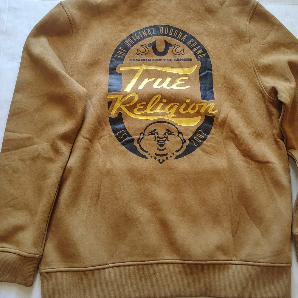 True Religion Men's Overlay‎ Logo Zip Hoodie Size XL Color Dijon